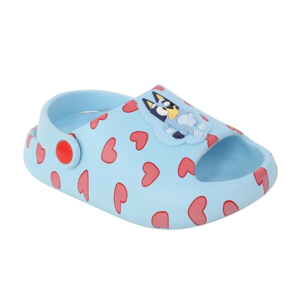 Bluey Valentine's Day Toddler Kids Slides, Size 7-8, Slip-On, Light Blue/Red - Picture 5 of 5